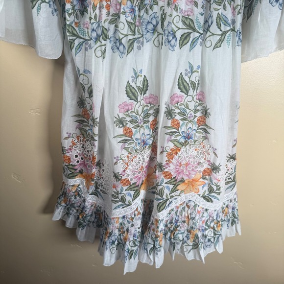 NIP Farm Rio Sweet Bloom Bouquet Short-Sleeve Mini Dress Size S Boho Cottagecore - Picture 12 of 12
